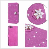 Voor iPhone 6 Plus Geperst Afdrukken Steken Boorpatroon Horizontaal Flip PU-lederen hoes met houder & kaartsleuven & portemonnee & & lanyard (violet)