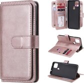 Voor Google Pixel 5 XL Multifunctionele Magnetische Koperen Gesp Horizontale Flip Leren Case met Beugel & 10 Kaartsleuven & Portemonnee & Fotolijst (Rose Goud)