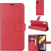 Retro kalfspatroon gesp horizontale flip lederen tas met houder & kaartsleuven & portemonnee voor LG K22 (rood)