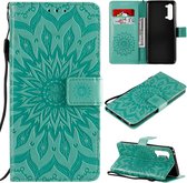 Voor OPPO Find X2 Lite / Reno3 5G Sun Embossing Pattern Horizontale Flip Leather Case met Card Slot & Holder & Wallet & Lanyard (Green)
