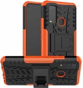 Voor vivo Y50 Tyre Texture Shockproof TPU + PC beschermhoes met houder (oranje)