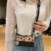 Leopard Crossbody Shockproof TPU Case met Lanyard voor iPhone 12/12 Pro (zwartbruin)