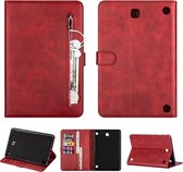 Voor Samsung Galaxy Tab A8.0 (2015) T35 Mode Kalfsstructuur Rits Horizontale Flip Leren Case met Standaard & Kaartsleuven & Portemonnee & Wake-up / Slaapfunctie (Rood)