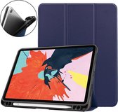 Voor iPad Air 2020 10.9 Custer Texture TPU Horizontale Flip Leren Case met Slaap / Wekfunctie & Drie-vouwbare Houder & Pen Slot (Donkerblauw)