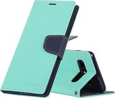 GOOSPERY FANCY DAGBOEK Horizontale flip PU lederen tas voor Galaxy S10, met houder en kaartsleuven en portemonnee (mintgroen)