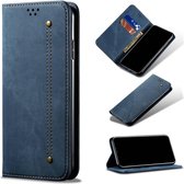 Voor Samsung Galaxy A32 5G denim textuur casual stijl horizontale flip lederen tas met houder & kaartsleuven & portemonnee (blauw)