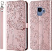 Voor Samsung Galaxy S9 Life of Tree Embossing Pattern Horizontale Flip lederen tas met houder & kaartsleuf & portemonnee & fotolijst & Lanyard (Rose Gold)