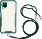 Voor Huawei P40 Lite / nova 6 SE Acryl + kleur TPU schokbestendig hoesje met nekkoord (donkergroen)