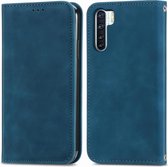 Retro Skin Feel Business Magnetische Horizontale Flip Leren Case Met Houder & Kaartsleuven & Portemonnee & Fotolijst Voor OPPO F15 (Blauw)