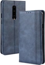 Magnetische gesp Retro Crazy Horse-textuur Horizontale lederen flip-hoes voor OnePlus 7 Pro, met houder & kaartsleuven en fotolijst (blauw)