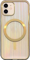 Kleurrijke Laser Magsafe-hoes TPU magnetische beschermhoes voor iPhone 12 mini (geborsteld goud)