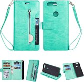 Voor OnePlus 5T Multifunctionele Rits Horizontale Flip Leren Case met Houder & Portemonnee & 9 Kaartsleuven & Lanyard (Mintgroen)