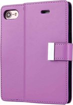 GOOSPERY RICH DAGBOEK voor iPhone 8 & 7 PU + TPU Crazy Horse Texture Horizontale flip lederen hoes met kaartsleuven en portemonnee (paars)