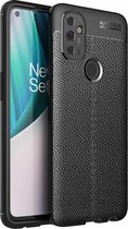 Voor OnePlus Nord N100 Litchi Texture TPU schokbestendig hoesje (zwart)