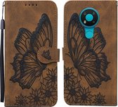 Voor Nokia 3.4 Retro Skin Feel Butterflies Embossing Horizontale Flip Leather Case met houder & kaartsleuven & portemonnee (bruin)