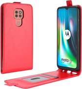 Voor Motorola Moto G9 / G9 Spelen R64 Textuur Enkele Verticale Flip lederen beschermhoes met kaartsleuven en fotolijst (rood)