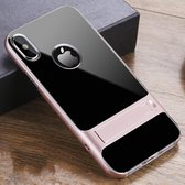 Voor iPhone XS / X Crystal schokbestendig TPU + pc-hoesje met houder (rosÃ©goud)