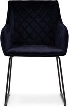 Riviera Maison Eetkamerstoel Met Armleuning - Isco Drive Dining Armchair - Velvet - Blauw