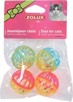 Zolux kattenspeelgoed bal met bel assorti - 4 cm 4 st - 1 stuks