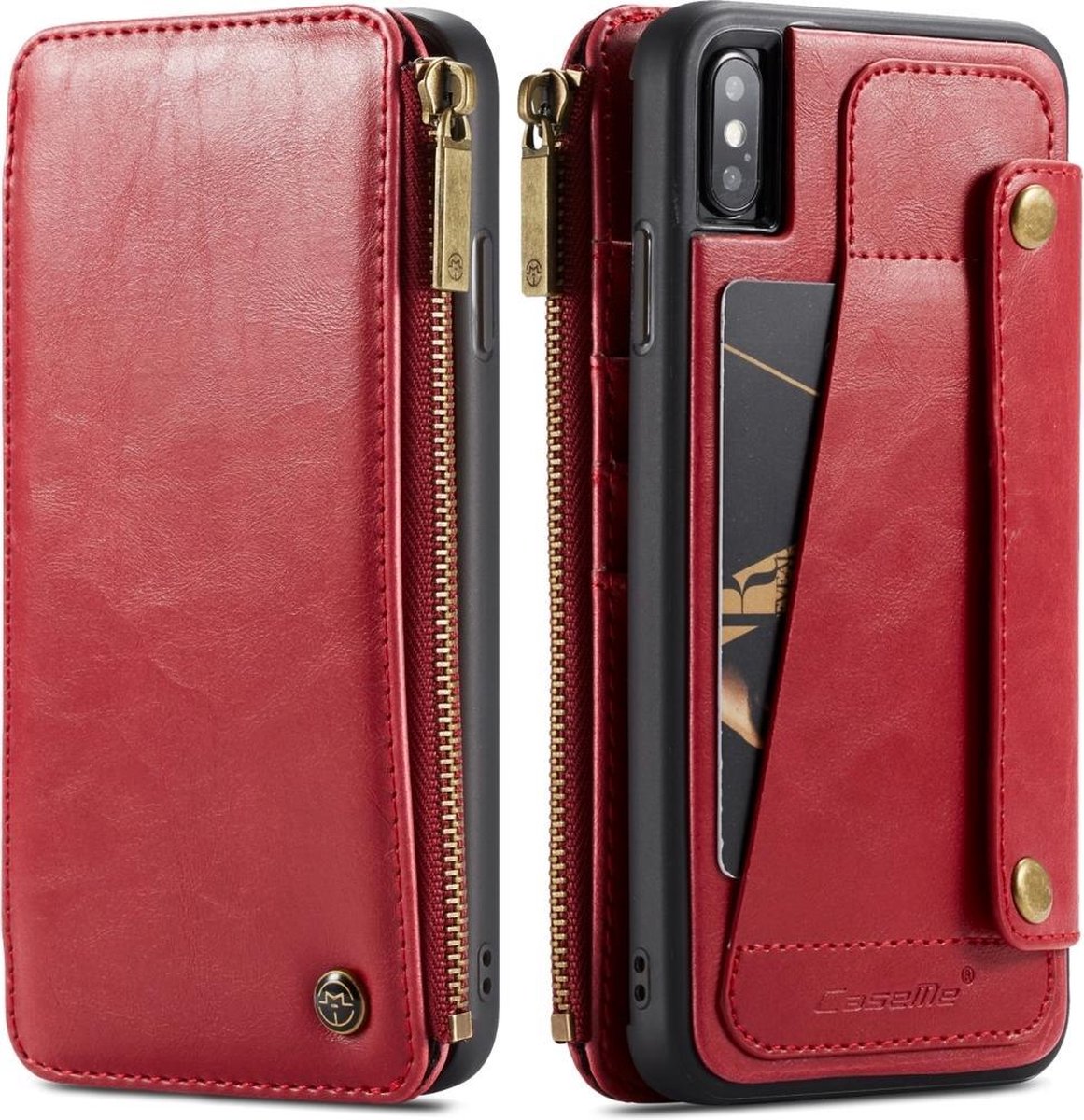 CaseMe Afneembaar Wallet Flip Case Rood iPhone Xs Max