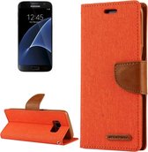 GOOSPERY CANVAS DAGBOEK voor Samsung Galaxy S7 canvas textuur horizontale flip lederen tas met kaartsleuven en portemonnee en houder (oranje)