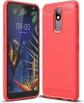 Geborsteld textuur koolstofvezel TPU case voor LG K40 (rood)