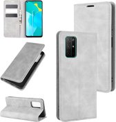 Voor Huawei Honor 30S Retro-skin Business Magnetische Suction Leather Case met houder & kaartsleuven & portemonnee (grijs)