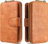 Voor iPhone 7 Plus afneembare multifunctionele horizontale flip lederen tas met kaartsleuven en rits portemonnee en fotolijst (bruin)