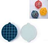 Citroenvorm Ice Grid Food Grade siliconen ijsblokjesvorm Voedingssupplement Ice Box met deksel (blauw)