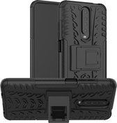 Voor Xiaomi Redmi K30 Tire Texture Shockproof TPU + PC beschermhoes met houder (zwart)