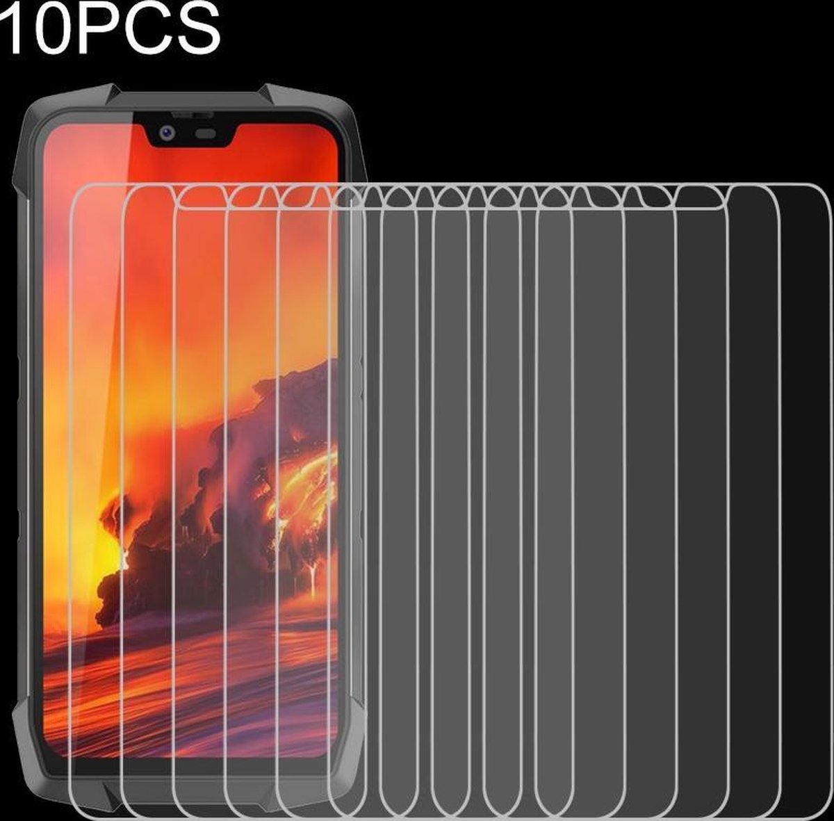 Let op type!! 10 PCS 9H 2.5D Non-Full Screen Tempered Glass Film For Blackview BV9700 Pro