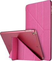 Voor iPad 10,2 inch zijde textuur horizontale vervorming Flip lederen tas met houder (Rose Red)
