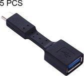 5 STUKS USB-C / Type-C Male naar USB 3.0 vrouwelijke OTG-adapter (zwart)