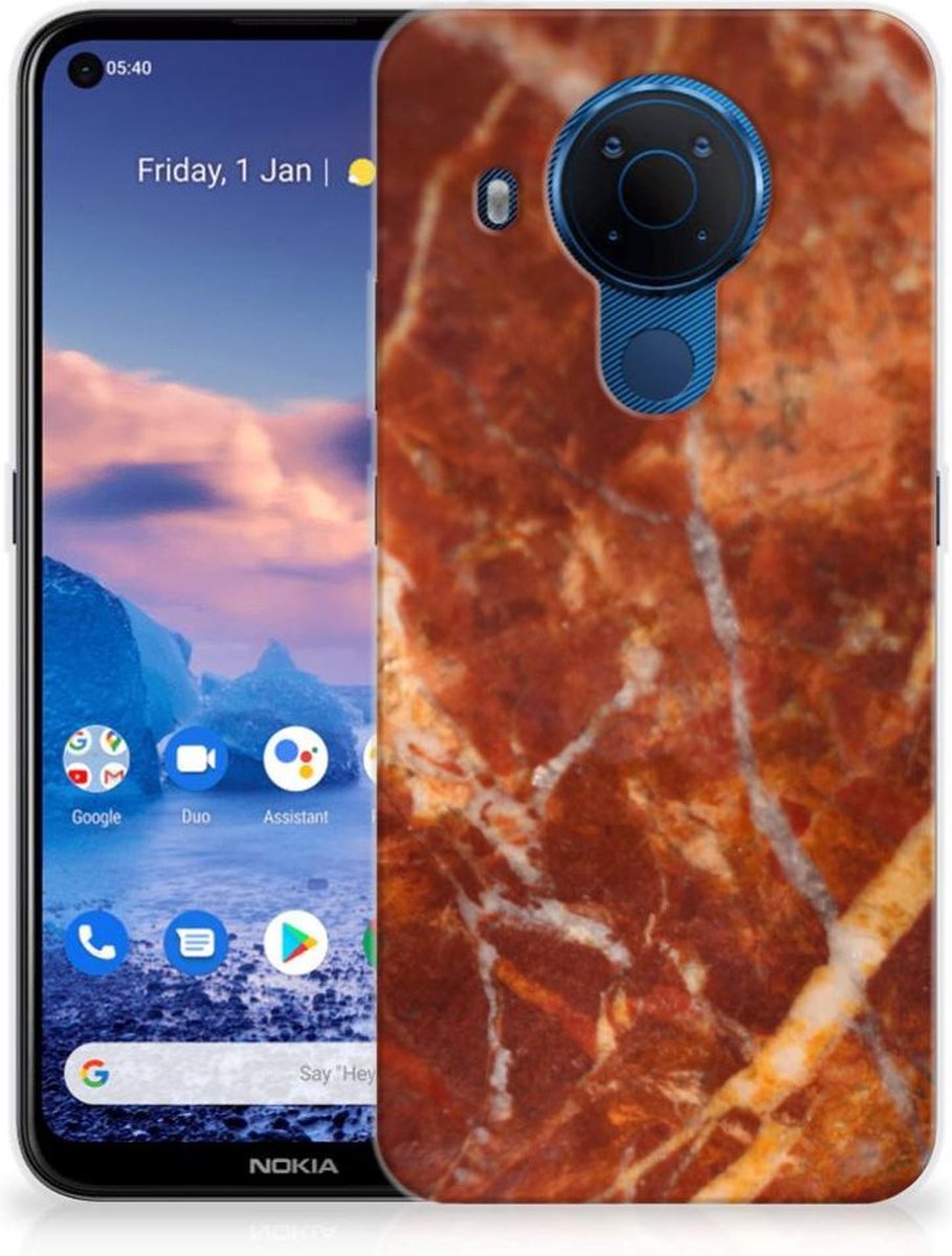 Nokia 5.4 TPU Siliconen Hoesje Marmer Bruin