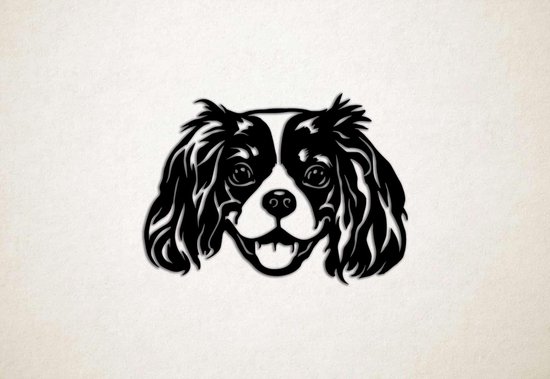 Wanddecoratie - Hond - Cavalier King Charles Spaniel - XS - 21x29cm - Zwart - muurdecoratie - Line Art