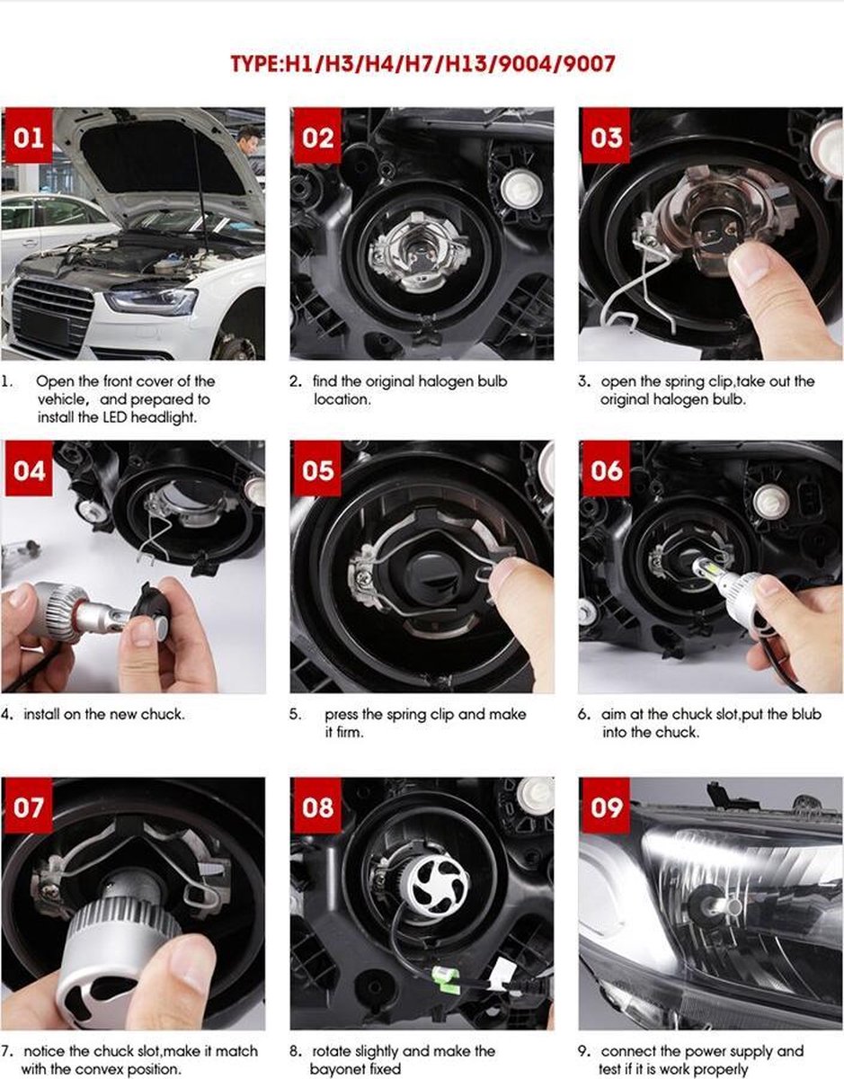 H7 LED Lampen 14000 Lumen (Set 2 stuks) - CANbus Helder Wit 6500K | 72W | EMC COB | Anti storing | Dimlicht | Grootlicht & Mistlicht | Auto | Motor | Scooter Koplampen | Lamp | Autolamp | Autolampen | Car licht | / 6000k – foto 3