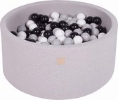 Ronde Ballenbak set incl 300 ballen 90x40cm - Licht Grijs: Zwart, Wit, Grijs