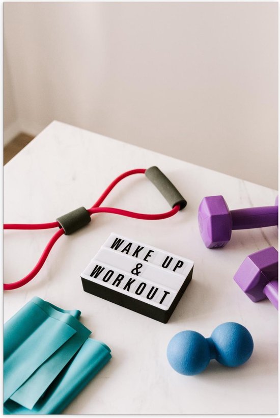 Poster – ''Make up & Workout'' met Sportartikelen - 40x60cm Foto op Posterpapier