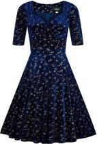 Atomic Star Dress Velvet Blue in Swing Vintage Jaren 50 Stijl