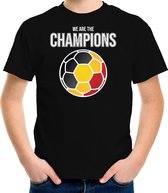 Belgie EK/ WK supporter t-shirt we are the champions met Belgische voetbal zwart kinderen 158/164