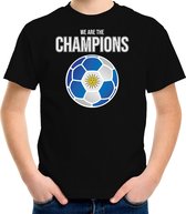 Uruguay WK supporter t-shirt - we are the champions met Uruguayaanse voetbal - zwart - kinderen - kleding / shirt XS (110-116)