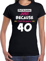 Dont be jealous just because i look this good at 40 cadeau t-shirt zwart voor dames - 40 jaar verjaardag kado shirt / outfit XXL