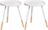 Set van 2x stuks bijzettafels rond hout wit 40 x 49 cm - Home Deco meubels en tafels