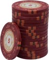 Afbeelding van het spelletje Casino Royale clay chips 5 rood (25 stuks)