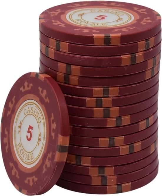 Afbeelding van het spel Casino Royale clay chips 5 rood (25 stuks)