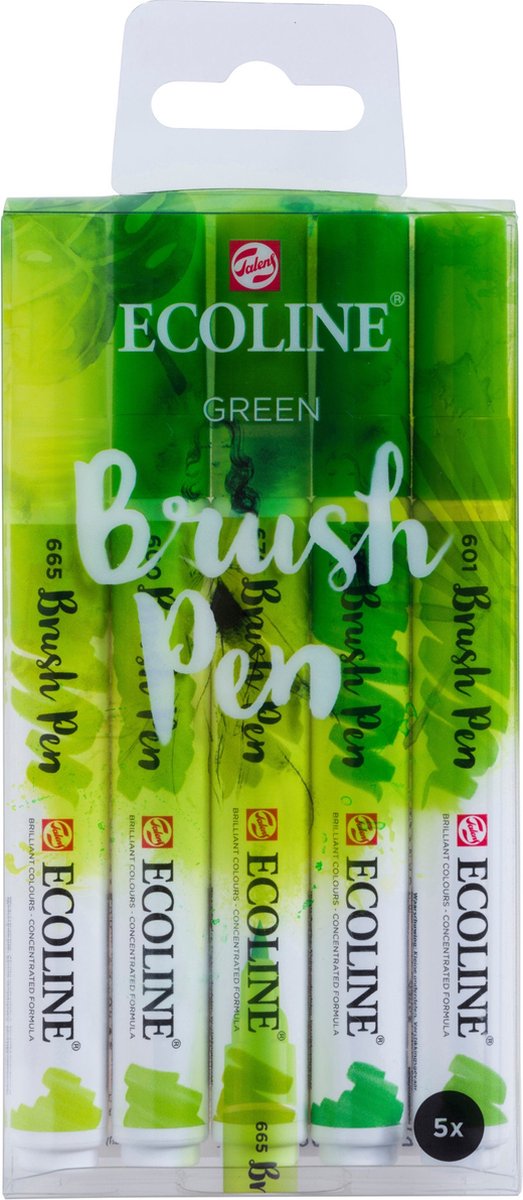 Talens Ecoline 5 brush pens ”Green”