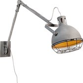 QAZQA Rela - Landelijke Wandlamp met schakelaar voor binnen - 1 lichts - D 1100 mm - Grijs -  Woonkamer | Slaapkamer | Keuken