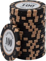 Las Vegas poker club clay chips 100 zwart (25 stuks)