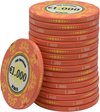 Afbeelding van het spelletje Macau deluxe keramische chips €1.000,- (25 stuks)