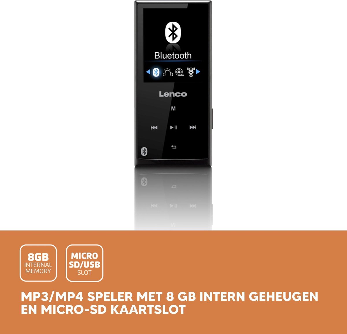 Lecteur MP3/MP4 avec Bluetooth® et carte micro SD de 8 Go Lenco XEMIO-768  Lime - Baladeur MP3 / MP4 - Achat & prix